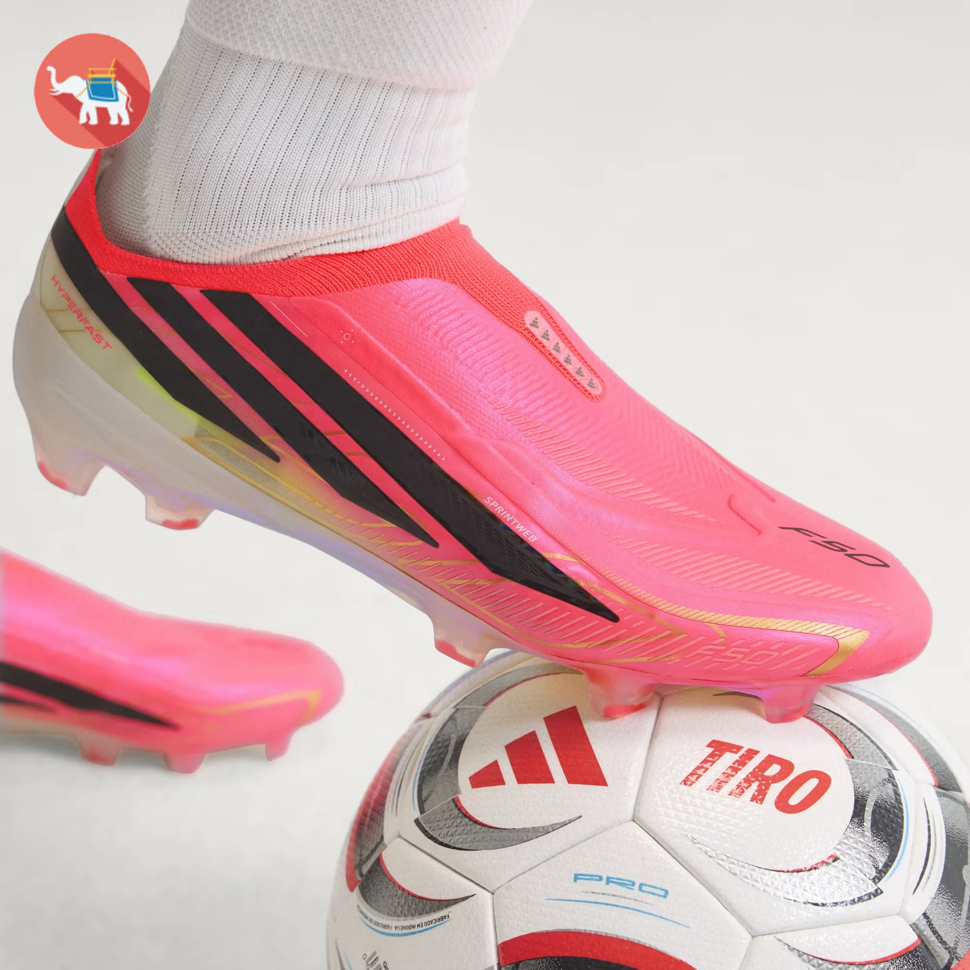 adidas F50 Hyperfast Elite Laceless 粉紅足球鞋泰國代購商品側面圖