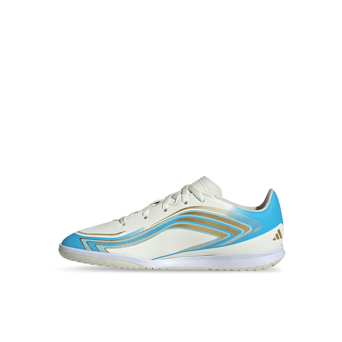adidas F50 Messi Club IN 童鞋 足球鞋(象牙白/半亮藍/冰藍) 內側/鞋面