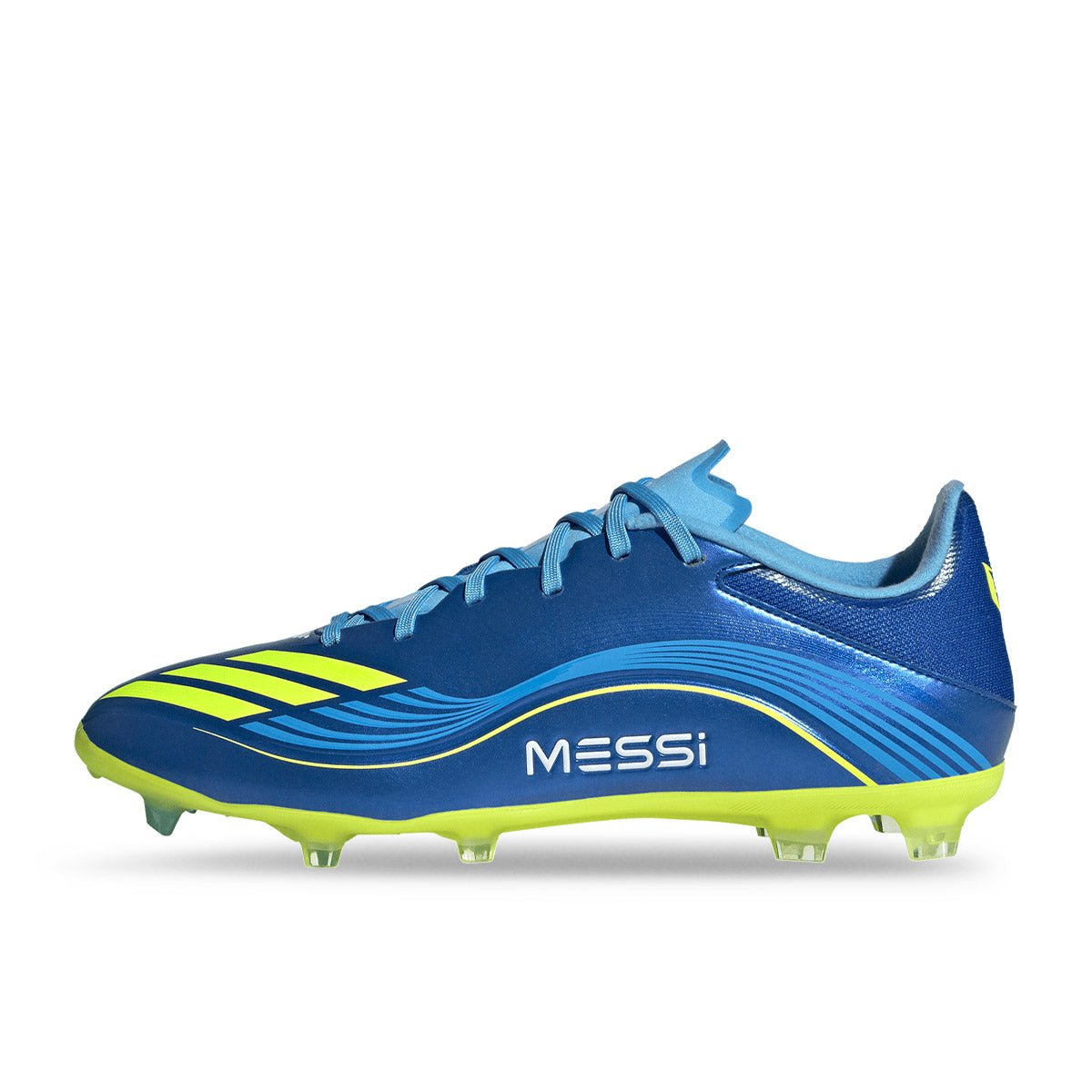adidas F50 Messi League FG/MG 足球鞋(皇家藍/日光黃/半亮藍) 外側全鞋