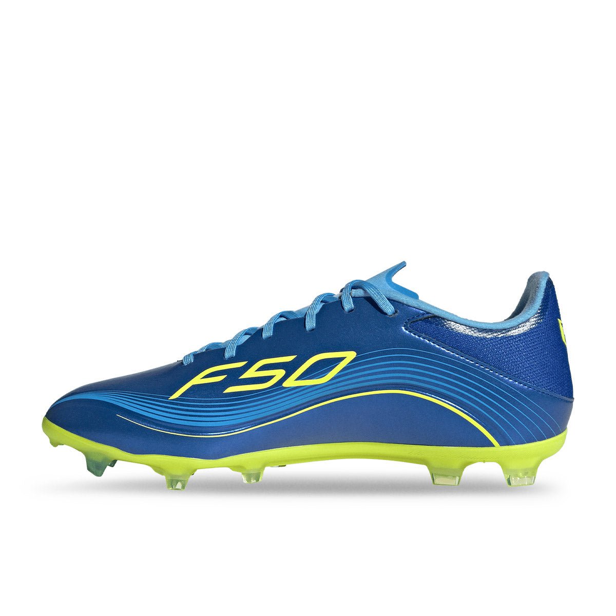 adidas F50 Messi League FG/MG 足球鞋(皇家藍/日光黃/半亮藍) 內側/鞋面