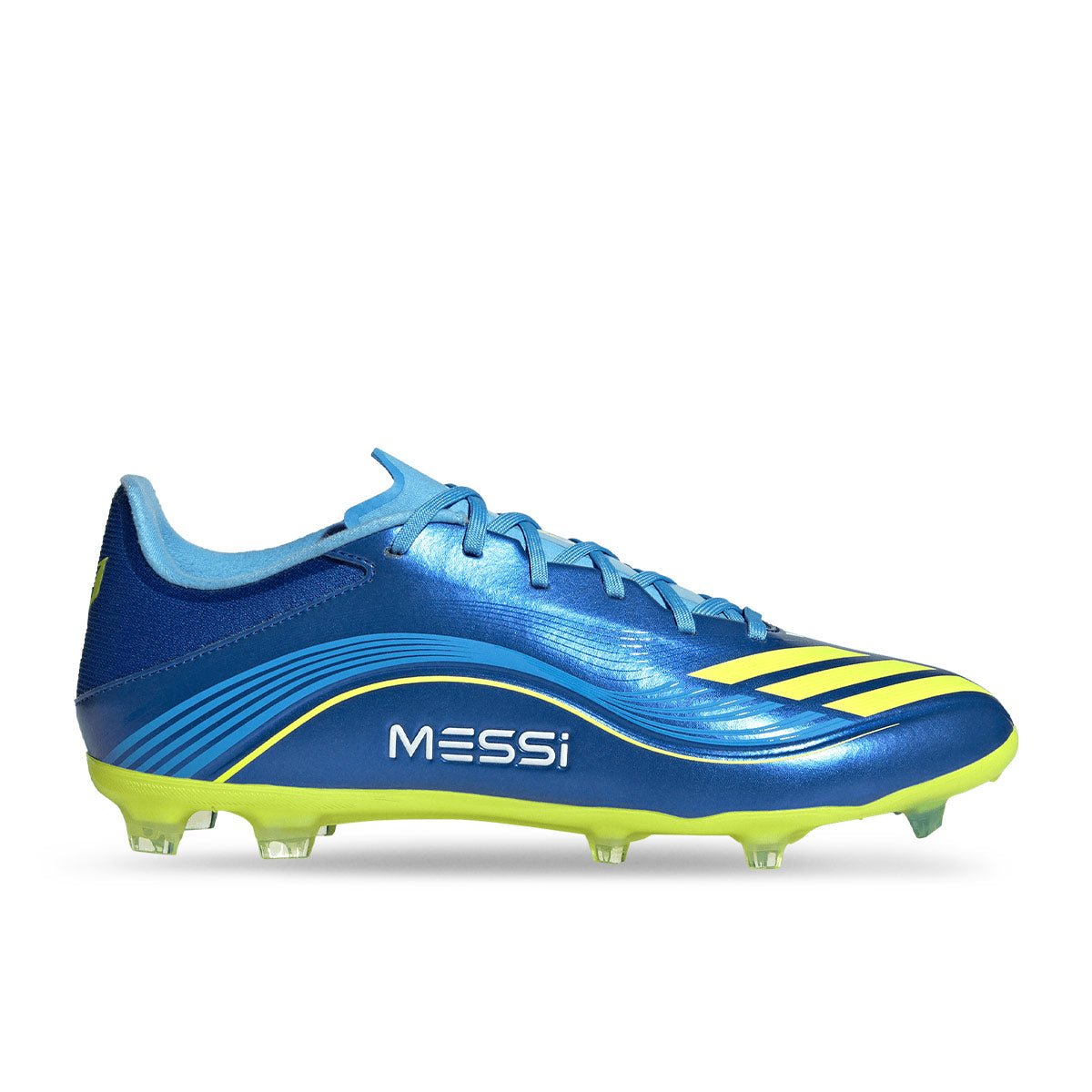 adidas F50 Messi League FG/MG 足球鞋(皇家藍/日光黃/半亮藍) 後跟