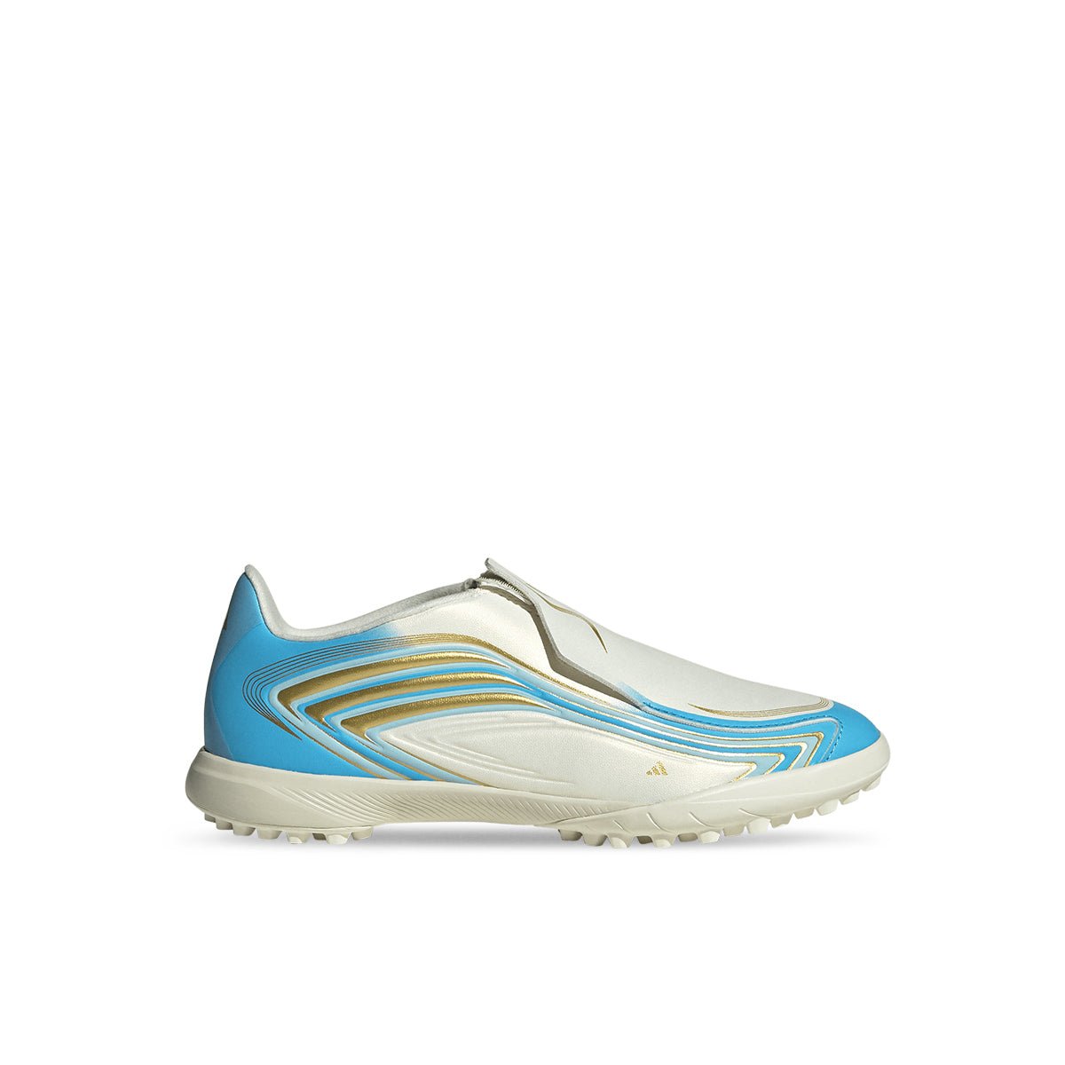 adidas F50 Messi League 無鞋帶 TF 童鞋 足球鞋(象牙白/半亮藍/冰藍) 鞋頭