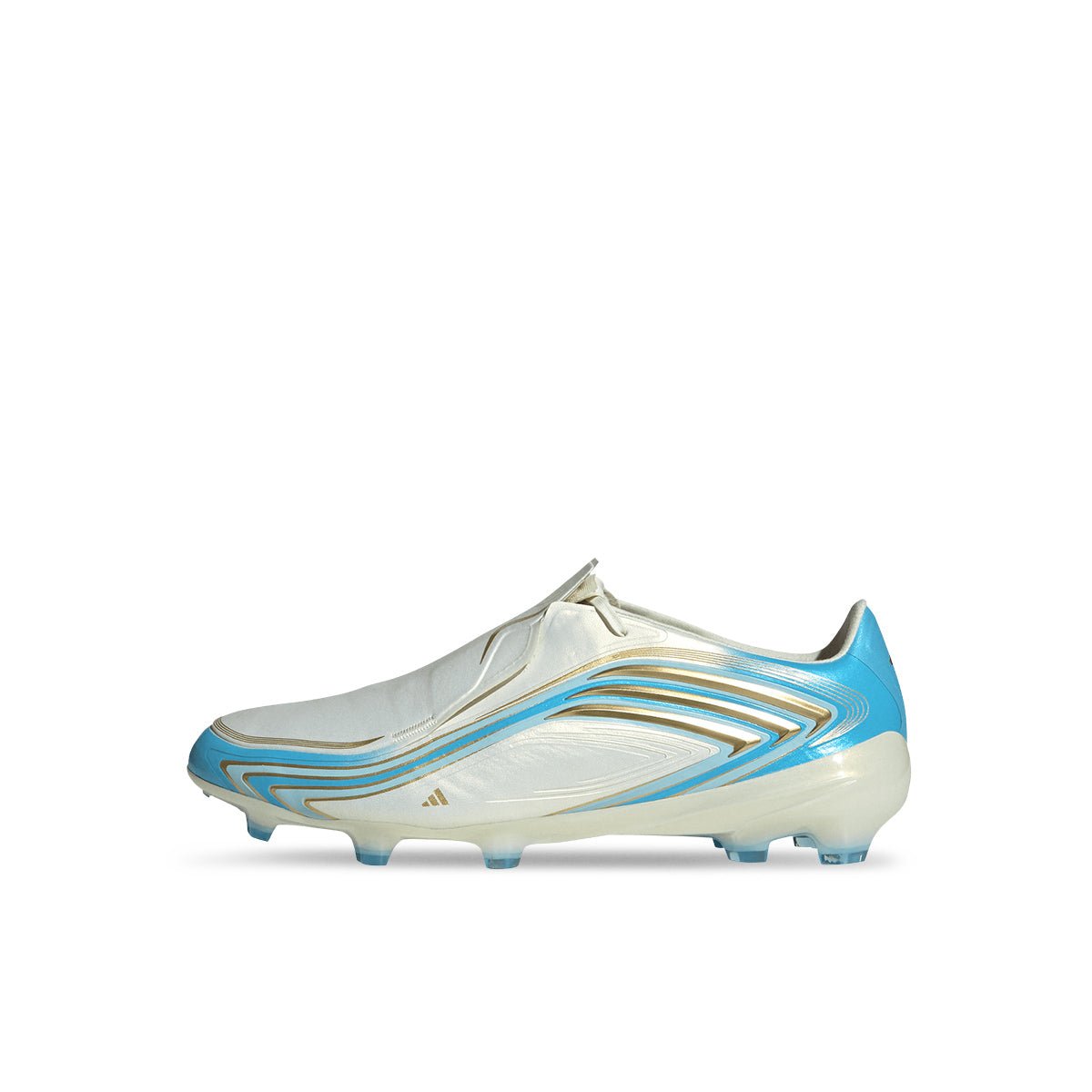 adidas F50 Messi Pro FG 足球鞋(象牙白/半亮藍/冰藍) 外側全鞋