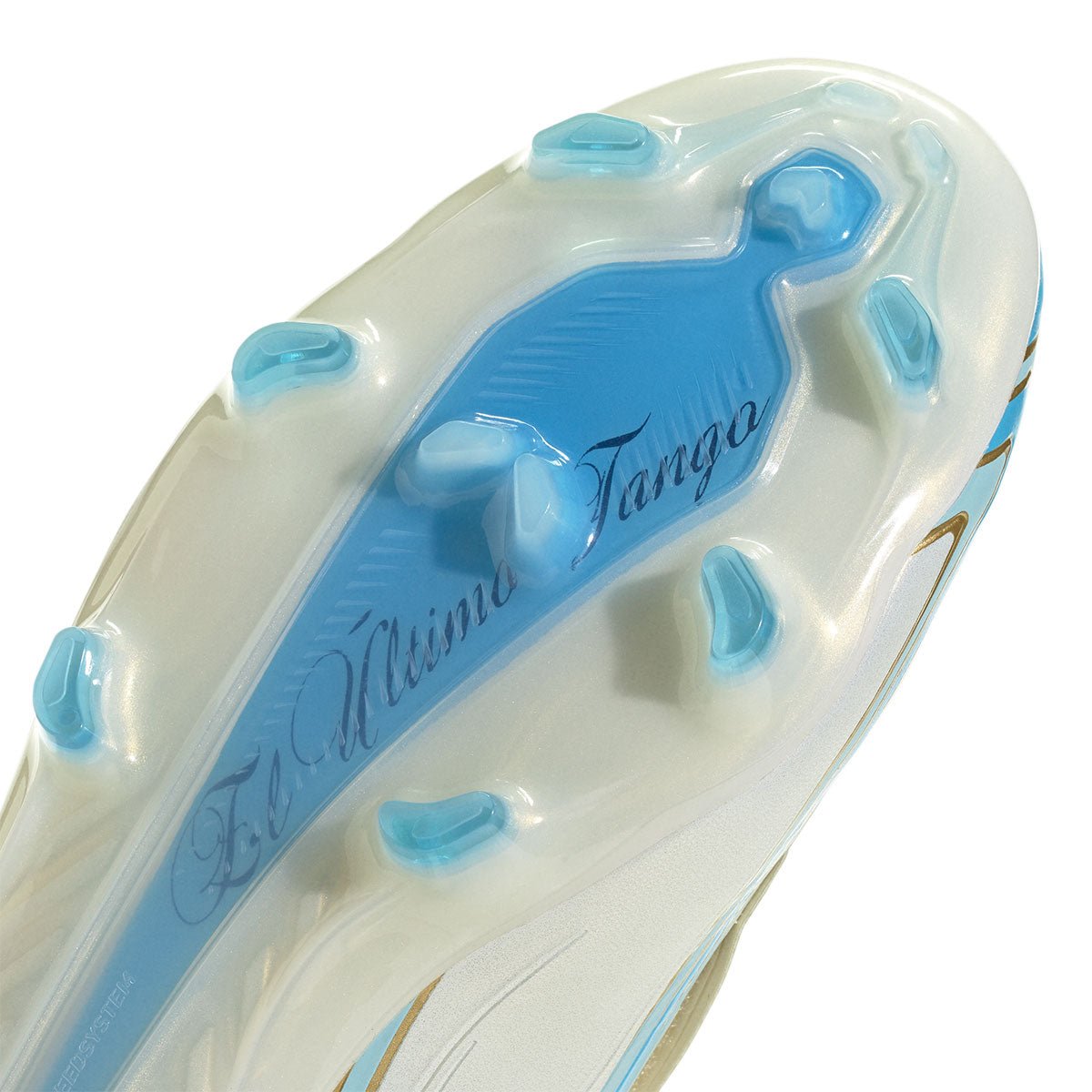 adidas F50 Messi Pro FG 足球鞋(象牙白/半亮藍/冰藍) 細節特寫